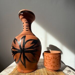 Beautifully hand made Moroccan clay water pot.